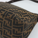 FENDI Zucca Canvas Mamma Baguette Shoulder Bag Black Brown Auth 185374V-15