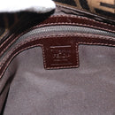 FENDI Zucca Canvas Mamma Baguette Shoulder Bag Black Brown Auth 185374V-17