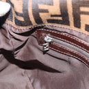 FENDI Zucca Canvas Mamma Baguette Shoulder Bag Black Brown Auth 185374V-20