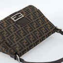 FENDI Zucca Canvas Mamma Baguette Shoulder Bag Black Brown Auth 185374V-6