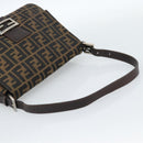 FENDI Zucca Canvas Mamma Baguette Shoulder Bag Black Brown Auth 185374V-7
