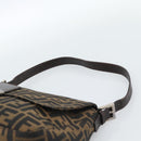 FENDI Zucca Canvas Mamma Baguette Shoulder Bag Black Brown Auth 185374V-8