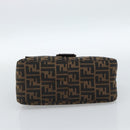 FENDI Zucca Canvas Mamma Baguette Shoulder Bag Black Brown Auth 185374V-5