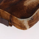 FENDI Mamma Baguette Shoulder Bag Harako Leather Brown Silver Auth 185377V-12