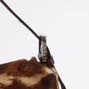 FENDI Mamma Baguette Shoulder Bag Harako Leather Brown Silver Auth 185377V-14
