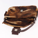 FENDI Mamma Baguette Shoulder Bag Harako Leather Brown Silver Auth 185377V-17