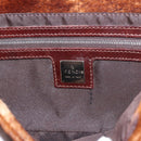 FENDI Mamma Baguette Shoulder Bag Harako Leather Brown Silver Auth 185377V-18