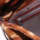 FENDI Mamma Baguette Shoulder Bag Harako Leather Brown Silver Auth 185377V-22