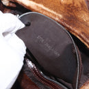 FENDI Mamma Baguette Shoulder Bag Harako Leather Brown Silver Auth 185377V-24