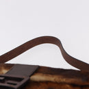 FENDI Mamma Baguette Shoulder Bag Harako Leather Brown Silver Auth 185377V-8