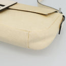 FENDI Mamma Baguette Shoulder Bag Straw Beige Silver Auth 185378V-14