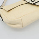 FENDI Mamma Baguette Shoulder Bag Straw Beige Silver Auth 185378V-15