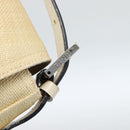 FENDI Mamma Baguette Shoulder Bag Straw Beige Silver Auth 185378V-9
