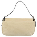 FENDI Mamma Baguette Shoulder Bag Straw Beige Silver Auth 185378V-2