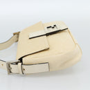 FENDI Mamma Baguette Shoulder Bag Straw Beige Silver Auth 185378V-3