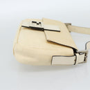FENDI Mamma Baguette Shoulder Bag Straw Beige Silver Auth 185378V-4