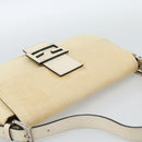 FENDI Mamma Baguette Shoulder Bag Straw Beige Silver Auth 185378V-6
