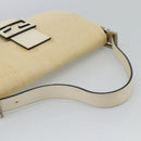 FENDI Mamma Baguette Shoulder Bag Straw Beige Silver Auth 185378V-7