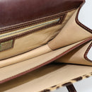 FENDI Hand Bag Harako Leather Brown Silver Auth 185379-19