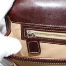 FENDI Hand Bag Harako Leather Brown Silver Auth 185379-21
