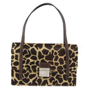 FENDI Hand Bag Harako Leather Brown Silver Auth 185379-13