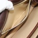 FENDI Hand Bag Harako Leather Brown Silver Auth 185379-22
