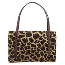 FENDI Hand Bag Harako Leather Brown Silver Auth 185379-2