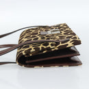 FENDI Hand Bag Harako Leather Brown Silver Auth 185379-3