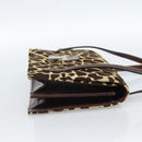 FENDI Hand Bag Harako Leather Brown Silver Auth 185379-4
