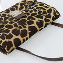 FENDI Hand Bag Harako Leather Brown Silver Auth 185379-6