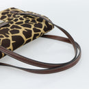 FENDI Hand Bag Harako Leather Brown Silver Auth 185379-7