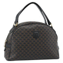 CELINE Macadam Canvas Hand Bag PVC Leather Black Gold Auth 185380A-1