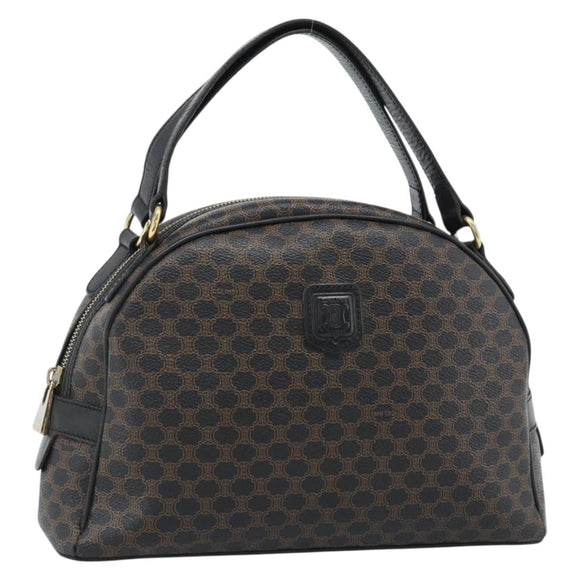 CELINE Macadam Canvas Hand Bag PVC Leather Black Gold Auth 185380A