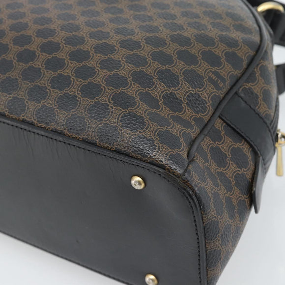 CELINE Macadam Canvas Hand Bag PVC Leather Black Gold Auth 185380A