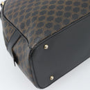 CELINE Macadam Canvas Hand Bag PVC Leather Black Gold Auth 185380A-16