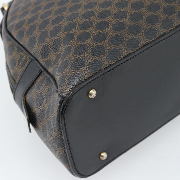 CELINE Macadam Canvas Hand Bag PVC Leather Black Gold Auth 185380A