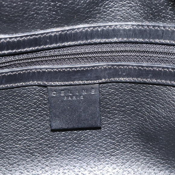 CELINE Macadam Canvas Hand Bag PVC Leather Black Gold Auth 185380A