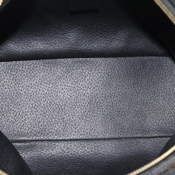CELINE Macadam Canvas Hand Bag PVC Leather Black Gold Auth 185380A