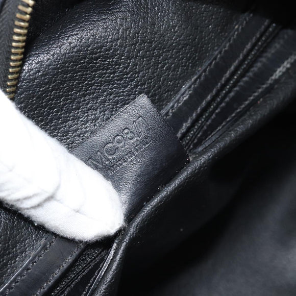 CELINE Macadam Canvas Hand Bag PVC Leather Black Gold Auth 185380A