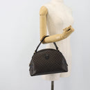CELINE Macadam Canvas Hand Bag PVC Leather Black Gold Auth 185380A-23