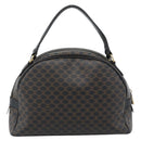 CELINE Macadam Canvas Hand Bag PVC Leather Black Gold Auth 185380A-2