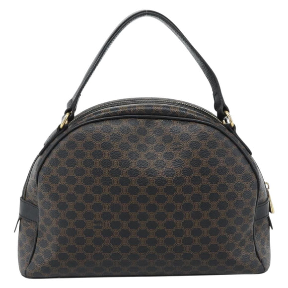 CELINE Macadam Canvas Hand Bag PVC Leather Black Gold Auth 185380A