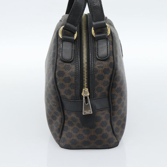 CELINE Macadam Canvas Hand Bag PVC Leather Black Gold Auth 185380A