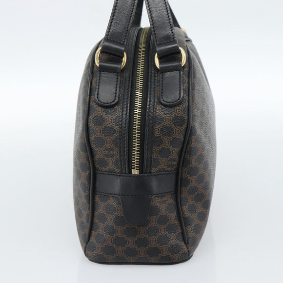 CELINE Macadam Canvas Hand Bag PVC Leather Black Gold Auth 185380A