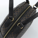 CELINE Macadam Canvas Hand Bag PVC Leather Black Gold Auth 185380A-6