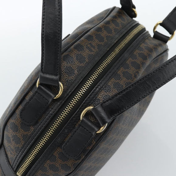 CELINE Macadam Canvas Hand Bag PVC Leather Black Gold Auth 185380A