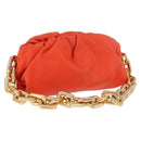 BOTTEGA VENETA The Chain Pouch Shoulder Bag Leather Orange Gold Auth 185382SAM-1
