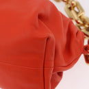 BOTTEGA VENETA The Chain Pouch Shoulder Bag Leather Orange Gold Auth 185382SAM-12