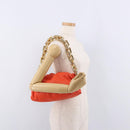 BOTTEGA VENETA The Chain Pouch Shoulder Bag Leather Orange Gold Auth 185382SAM-20