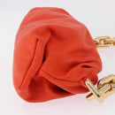 BOTTEGA VENETA The Chain Pouch Shoulder Bag Leather Orange Gold Auth 185382SAM-4